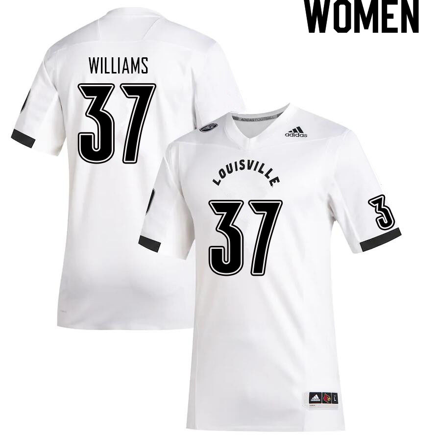 Women #37 Jaylen Williams Louisville Cardinals College Football Jerseys Sale-White - Click Image to Close